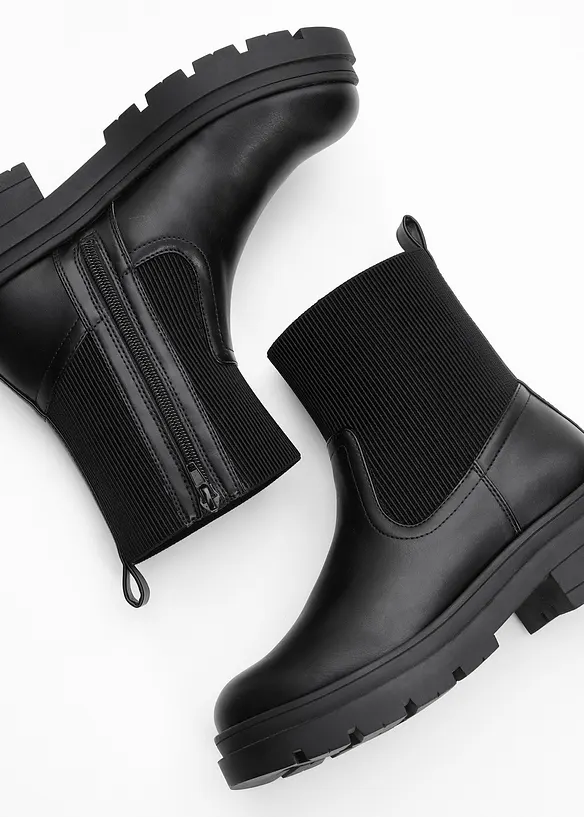 Chelsea-Boots mit flexiblem Schaft in schwarz - bonprix