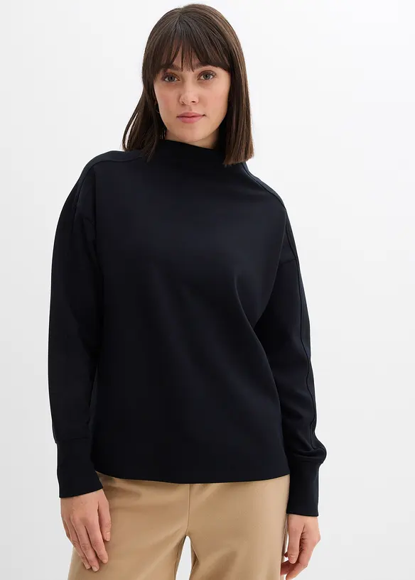 Oversize Sweatshirt aus weichem Scuba in schwarz von vorne (im Anschnitt) - bonprix Oversize Sweatshirt aus weichem Scuba in schwarz von vorne (im Anschnitt) - bonprix