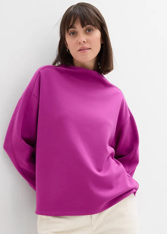 Oversize Sweatshirt aus weichem Scuba in lila von vorne (im Anschnitt) - bonprix Oversize Sweatshirt aus weichem Scuba in lila von vorne (im Anschnitt) - bonprix
