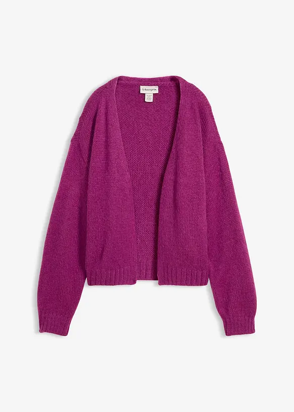 Verkürzte Oversize Grobstrickjacke in lila von vorne - bonprix