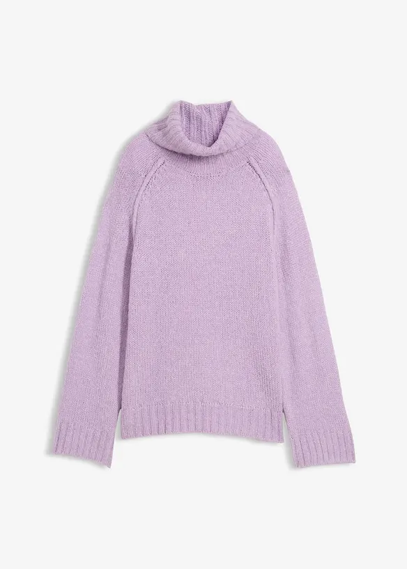 Oversize Grobstrickpullover in lila von vorne - bonprix