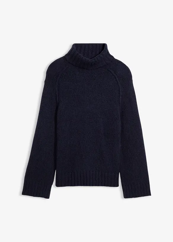 Oversize Grobstrickpullover in blau von vorne - bonprix