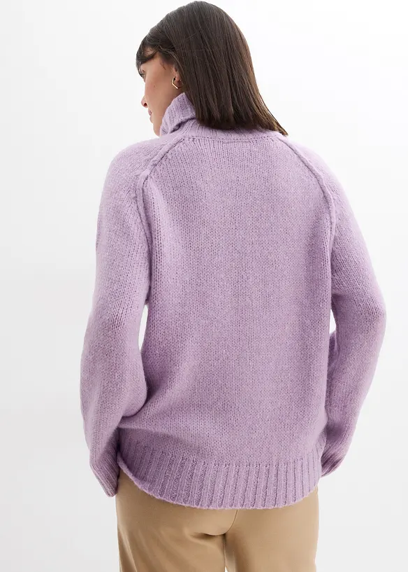 Oversize Grobstrickpullover in lila von hinten (im Anschnitt) - bonprix