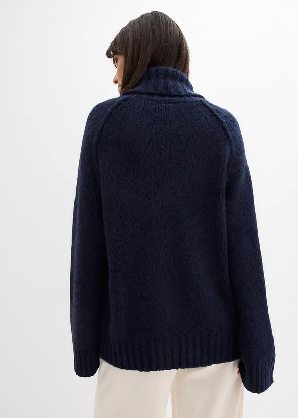 Oversize Grobstrickpullover in blau von hinten (im Anschnitt) - bonprix