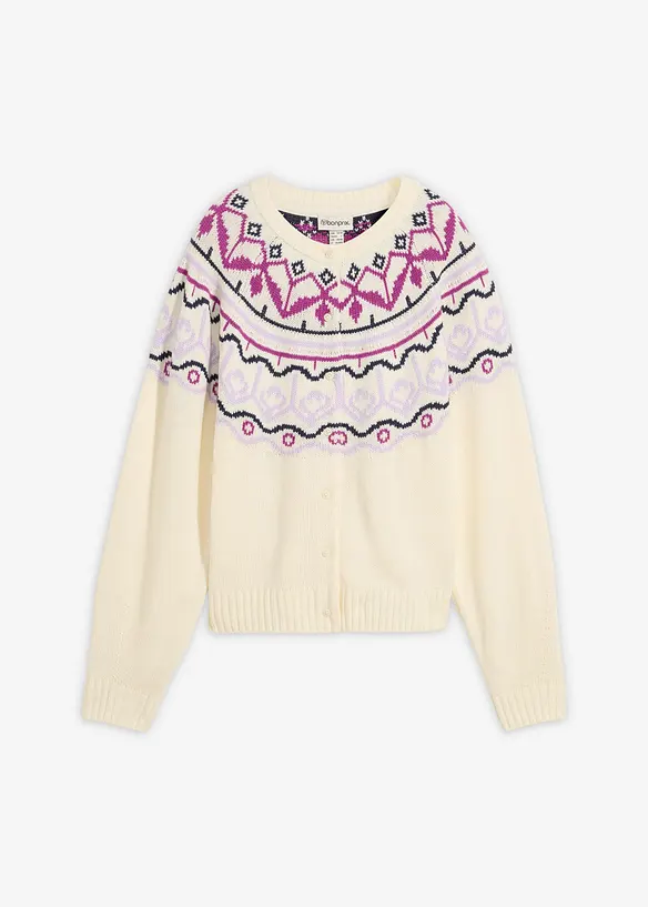 Oversize Norweger-Strickjacke in weiß von vorne - bonprix Oversize Norweger-Strickjacke in weiß von vorne - bonprix