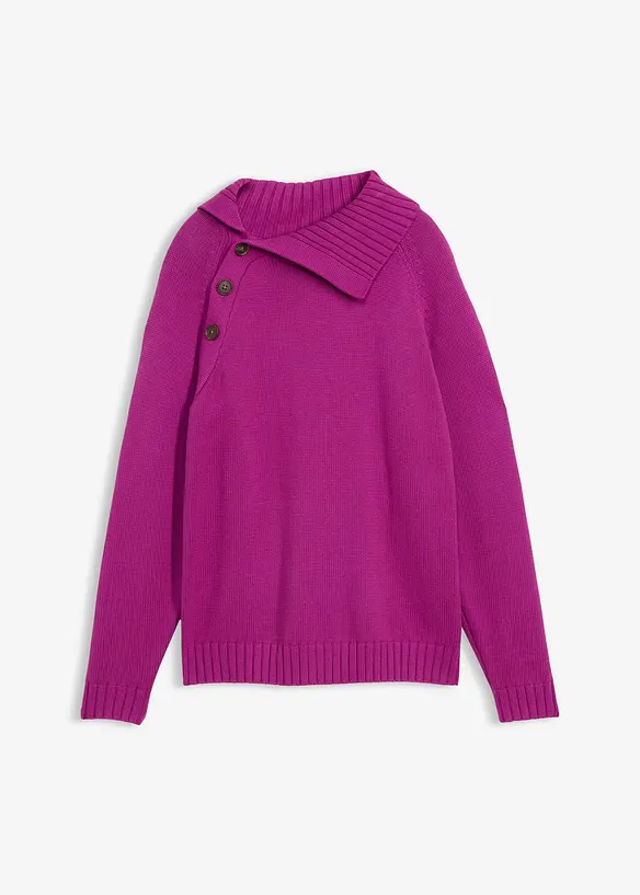 Asymmetrischer Pullover in lila von vorne - bonprix