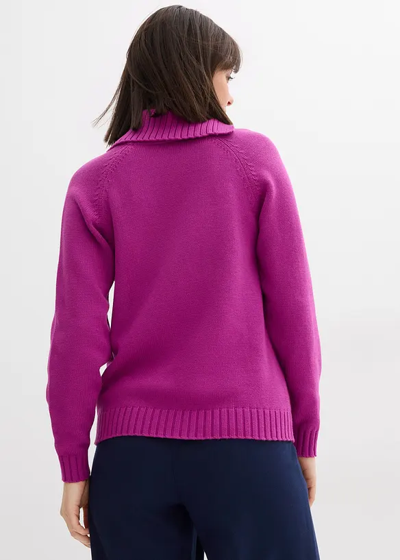 Asymmetrischer Pullover in lila von hinten (im Anschnitt) - bonprix