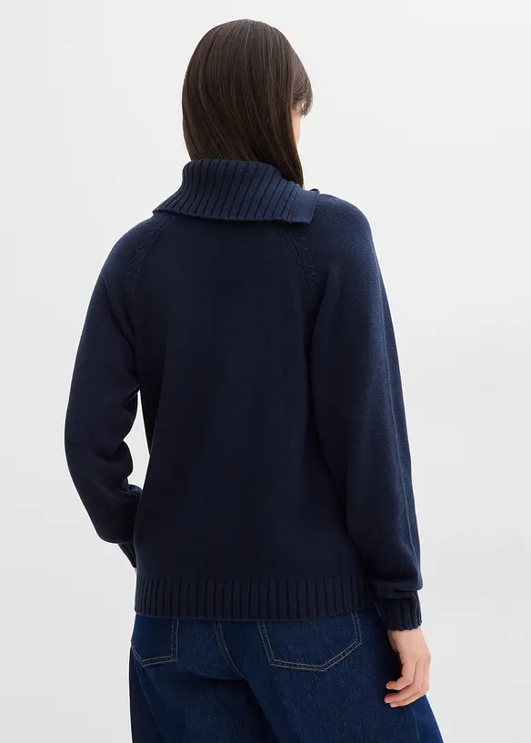 Asymmetrischer Pullover in blau von hinten (im Anschnitt) - bonprix