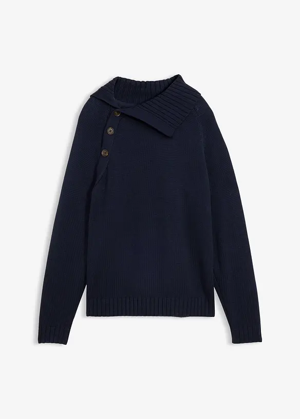 Asymmetrischer Pullover in blau von vorne - bonprix