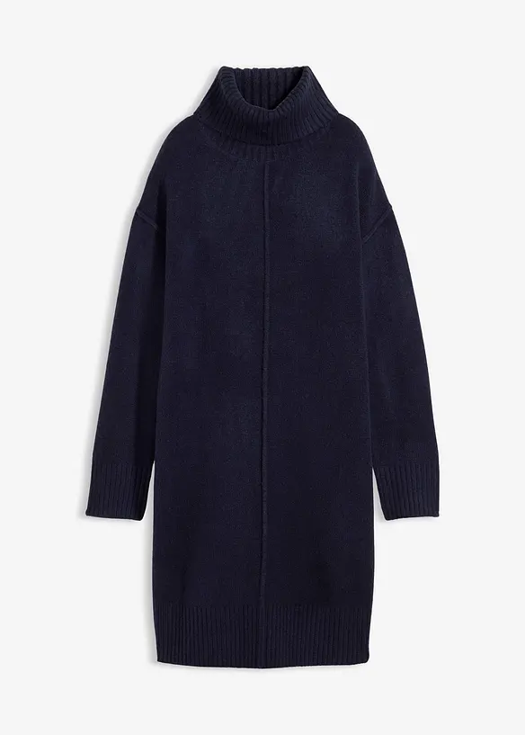 Strickkleid mit Ziernaht in blau von vorne - bonprix