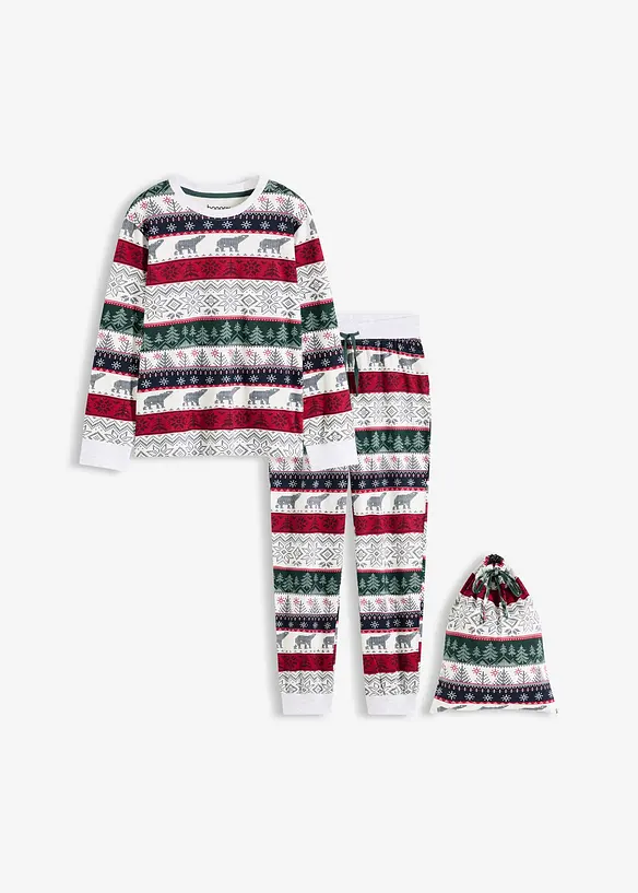 Damen Pyjama aus weicher Baumwolle mit Geschenktasche in weiß von vorne - bonprix