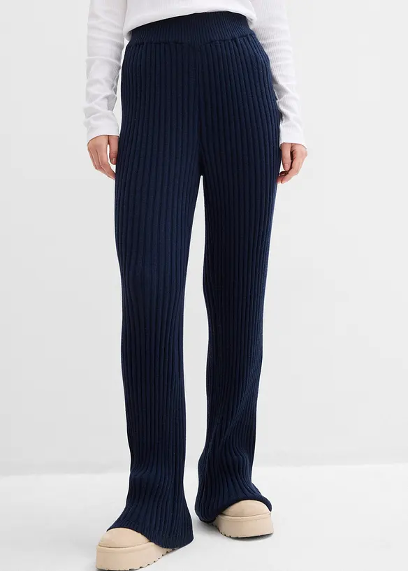 Strickhose aus softem Viskose-Mix in blau von vorne - bonprix