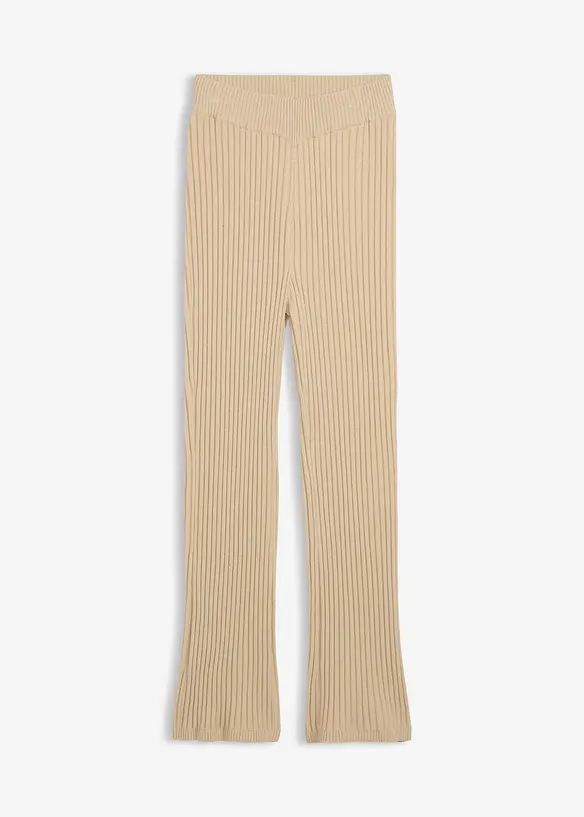 Strickhose aus softem Viskose-Mix in beige von vorne - bonprix