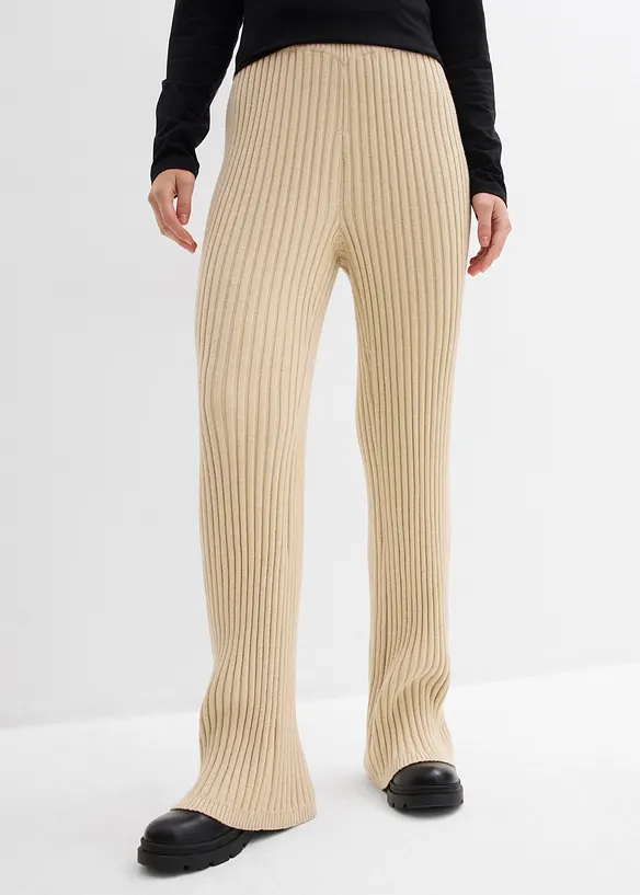 Strickhose aus softem Viskose-Mix in beige von vorne - bonprix