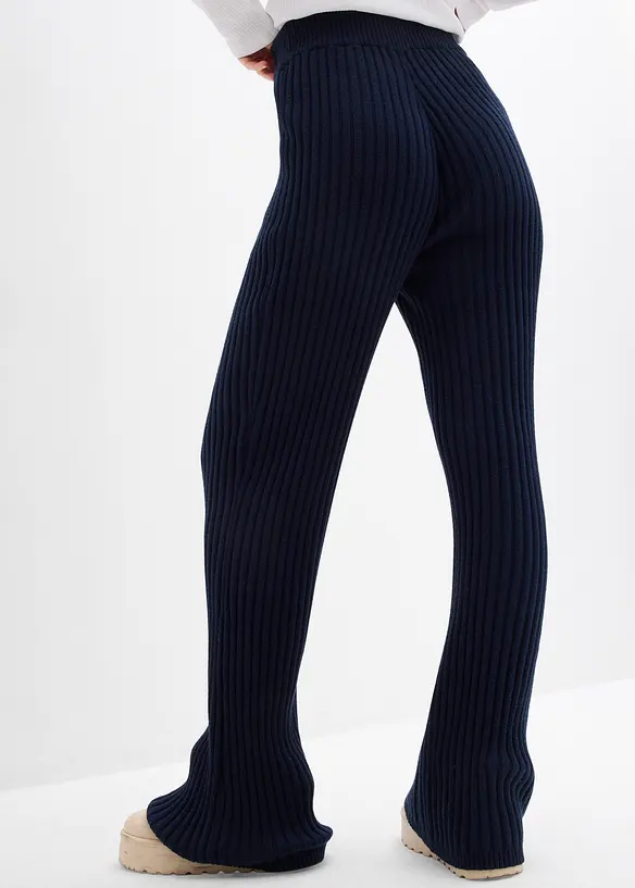 Strickhose aus softem Viskose-Mix in blau von hinten - bonprix
