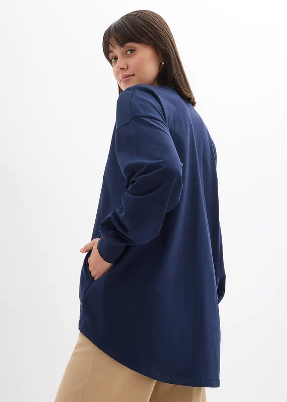 Oversize Sweatshirt in blau von hinten (im Anschnitt) - bonprix