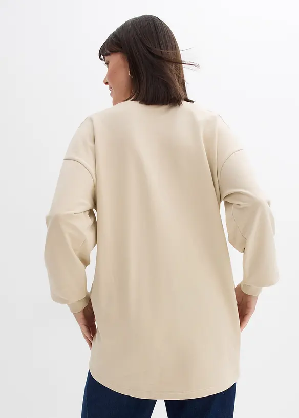 Oversize Sweatshirt in beige von hinten (im Anschnitt) - bonprix
