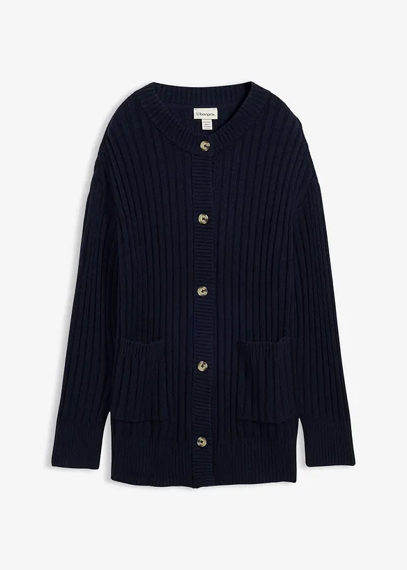 Strickjacke aus softem Viskose-Mix in blau von vorne - bonprix Strickjacke aus softem Viskose-Mix in blau von vorne - bonprix