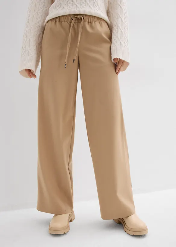 Hose in Wolloptik aus Viskose-Mix in beige von vorne - bonprix Hose in Wolloptik aus Viskose-Mix in beige von vorne - bonprix