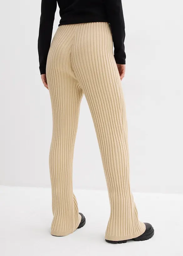 Strickhose aus softem Viskose-Mix in beige von hinten - bonprix