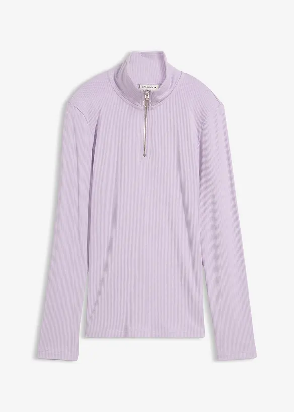 Rippshirt aus softem Viskose-Mix in lila von vorne - bonprix Rippshirt aus softem Viskose-Mix in lila von vorne - bonprix