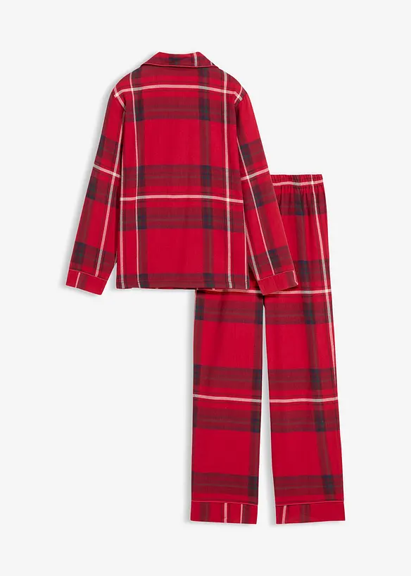 Kinder Flanell Pyjama aus weicher Baumwolle in rot von hinten - bonprix