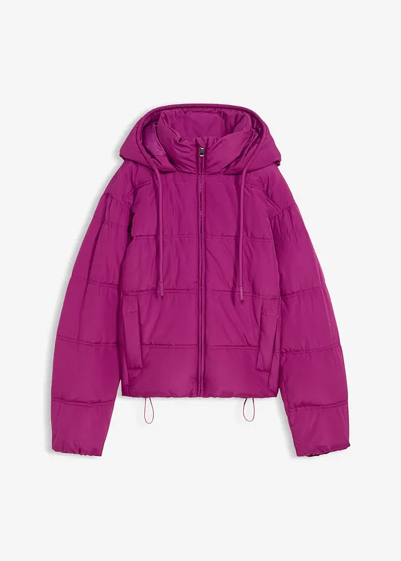 Kurze Steppjacke in lila von vorne - bonprix
