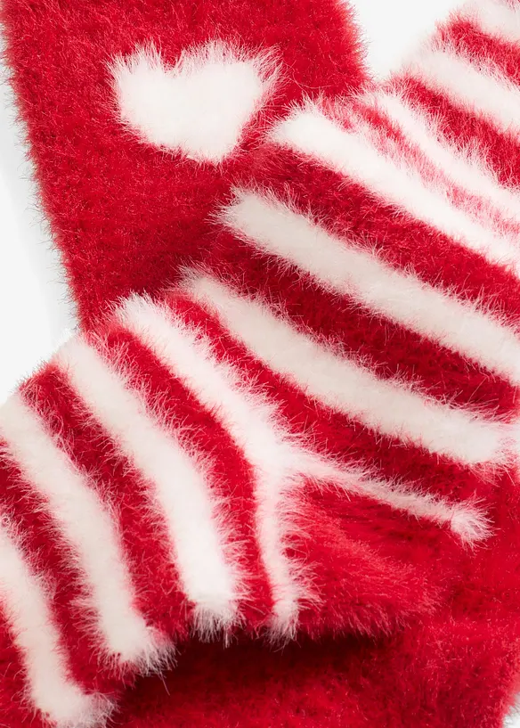 Super softe Kuschelsocke (2er Pack) in rot - bonprix