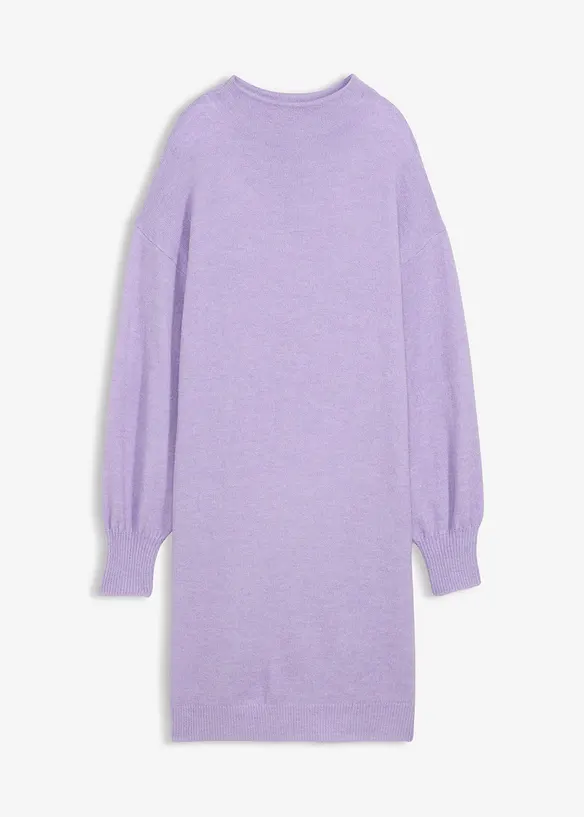 Meliertes Strickkleid in lila von vorne - bonprix