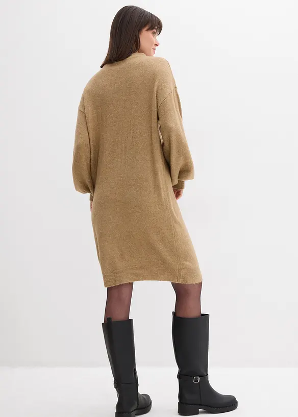 Meliertes Strickkleid in beige von hinten (Totalaufnahme) - bonprix Meliertes Strickkleid in beige von hinten (Totalaufnahme) - bonprix