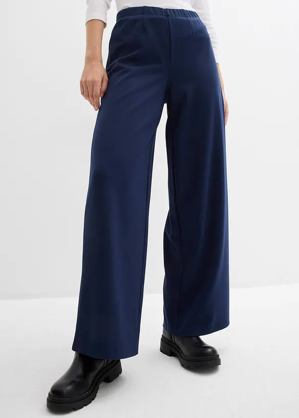 Marlenehose aus bequemen Punto di Roma in blau von vorne - bonprix