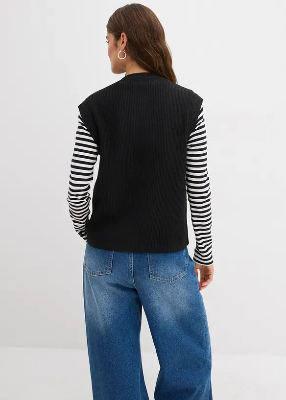 Grobstrick-Pullunder in schwarz von hinten (im Anschnitt) - bonprix