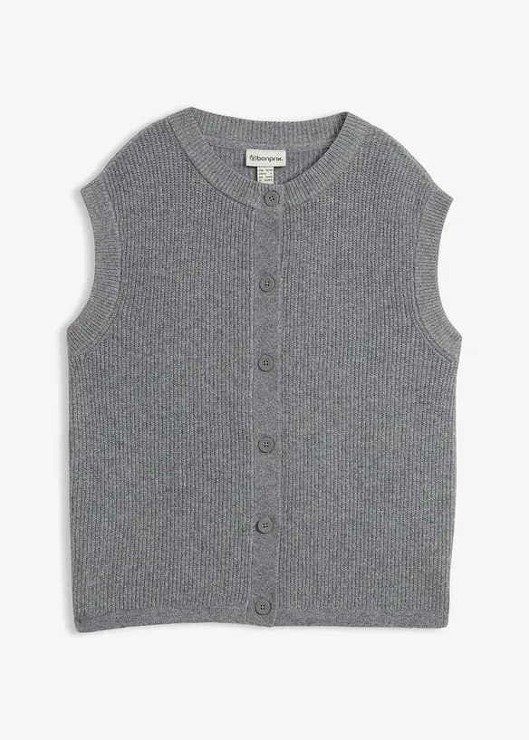 Grobstrick-Pullunder in grau von vorne - bonprix