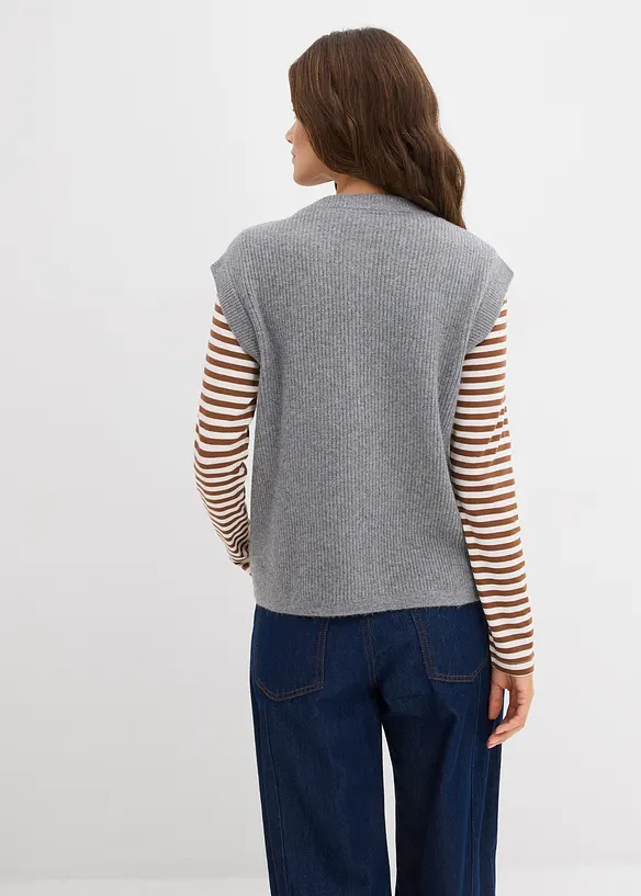 Grobstrick-Pullunder in grau von hinten (im Anschnitt) - bonprix