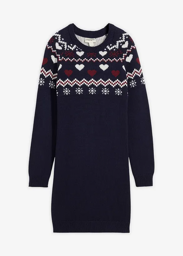 Strickkleid in blau von vorne - bonprix
