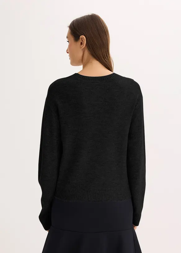 Boxy-Pullover in schwarz von hinten (im Anschnitt) - bonprix