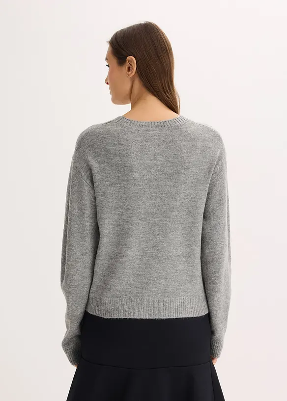 Boxy-Pullover in grau von hinten (im Anschnitt) - bonprix