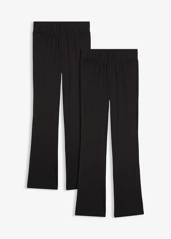 ausgestellte Leggings (2er-Pack) in schwarz von vorne - bonprix