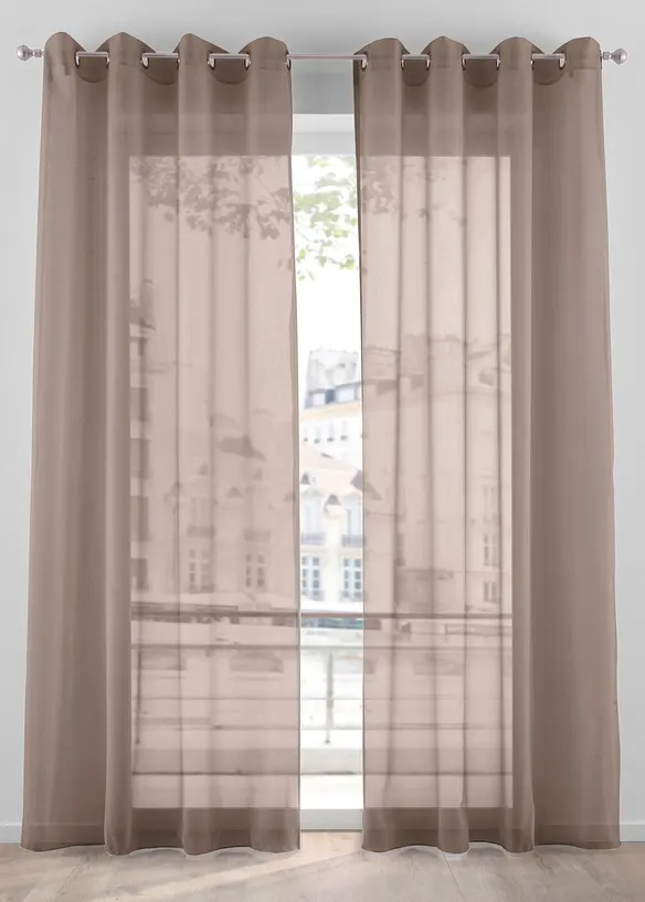 Transparente Gardine aus feinem Voile (1er Pack) in braun - bonprix