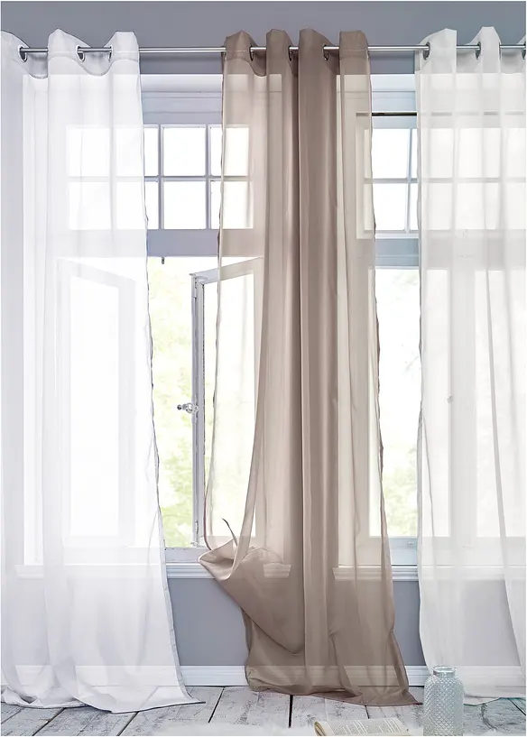 Transparente Gardine aus feinem Voile (1er Pack) in braun (Ambiente) - bonprix