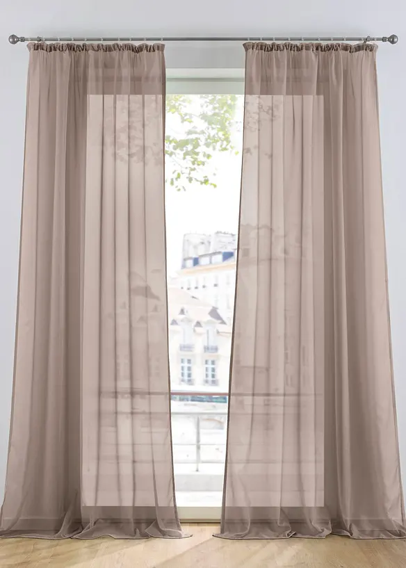 Gardine aus leichtem Voile (1er Pack) in braun - bonprix