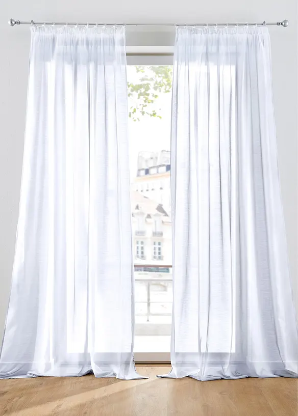 Gardine aus feiner Batist Struktur (1er Pack) in weiß - bonprix