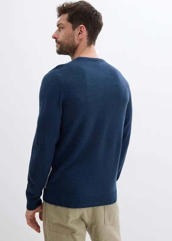 Pullover mit Weihnachtsmotiv in blau von hinten (im Anschnitt) - bonprix
