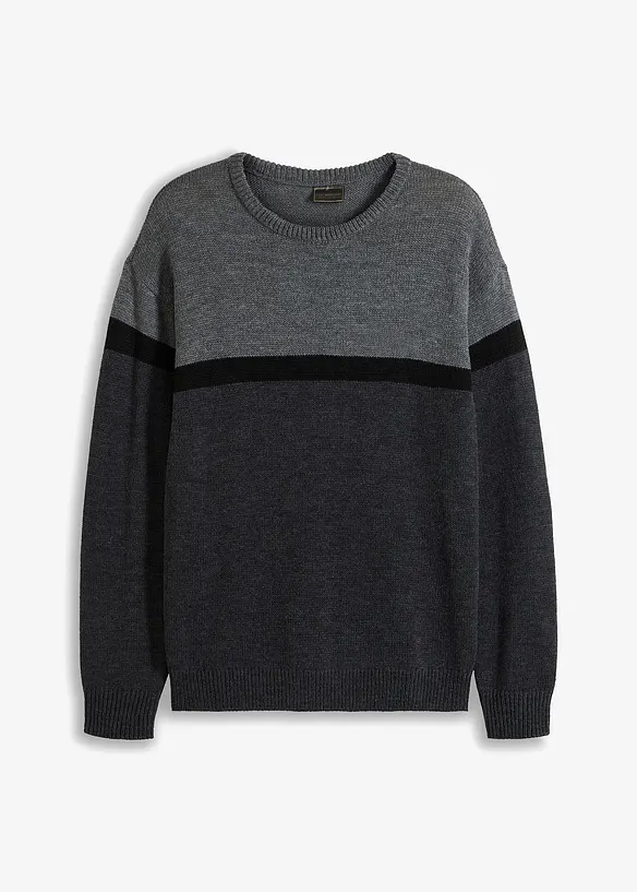 Feinstrickpullover in Regular Fit in grau von vorne - bonprix