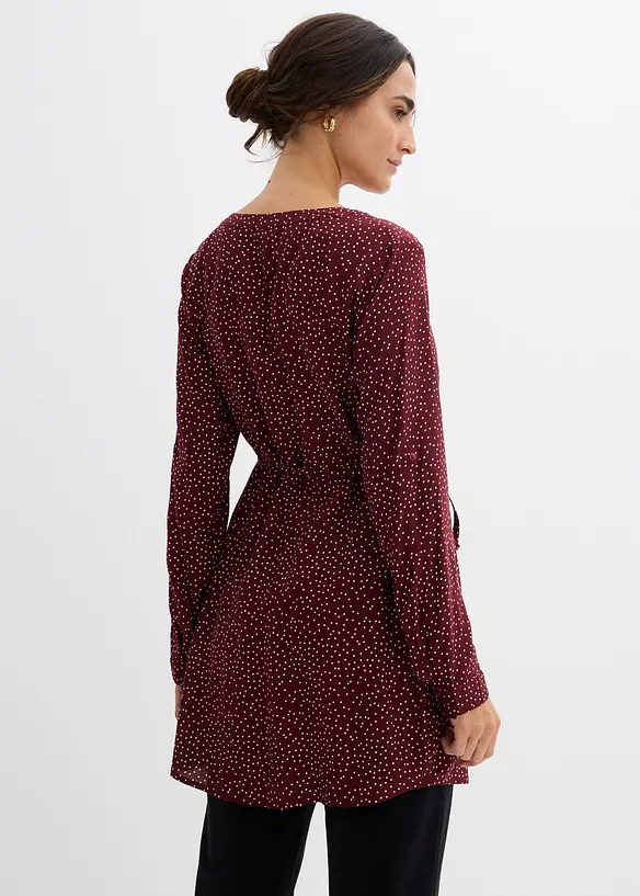 2-in-1 Umstands- und Stillblusenkleid aus fließender Viskose in rot von hinten (Totalaufnahme) - bonprix