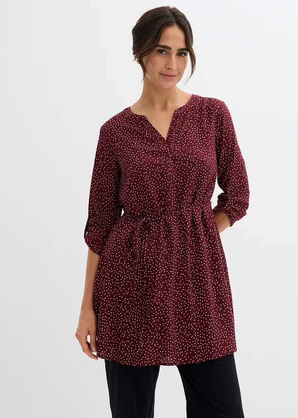 2-in-1 Umstands- und Stillblusenkleid aus fließender Viskose in rot von vorne (Totalaufnahme) - bonprix
