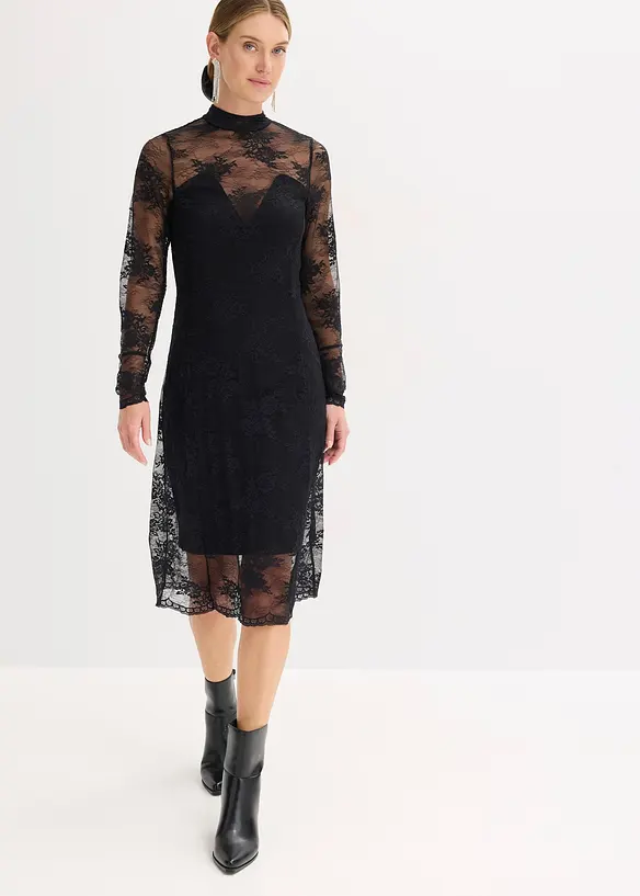 Kleid in schwarz von vorne (Totalaufnahme) - bonprix