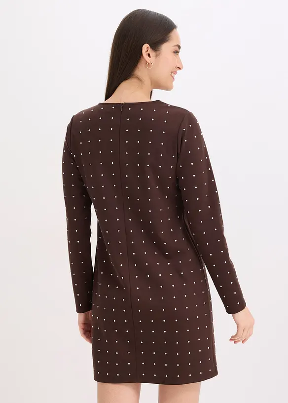 Jerseykleid mit Strass-Applikationen in braun von hinten (Totalaufnahme) - bonprix Jerseykleid mit Strass-Applikationen in braun von hinten (Totalaufnahme) - bonprix