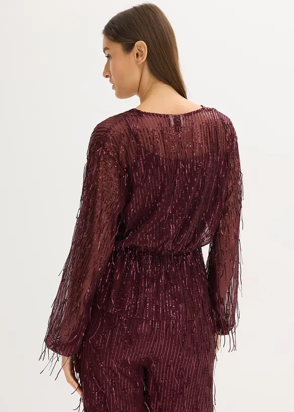 Pailletten-Bluse mit Fransen in rot von hinten (im Anschnitt) - bonprix Pailletten-Bluse mit Fransen in rot von hinten (im Anschnitt) - bonprix