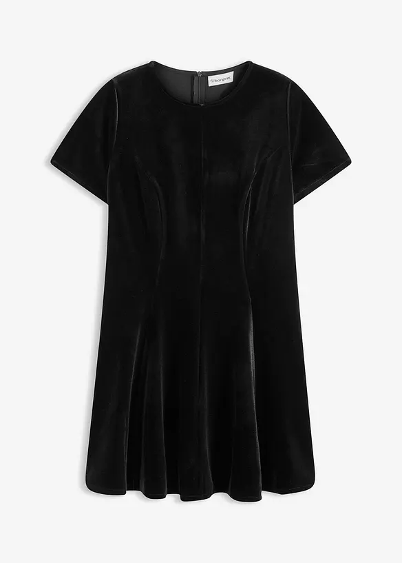Minikleid aus softem Samt in schwarz von vorne - bonprix Minikleid aus softem Samt in schwarz von vorne - bonprix